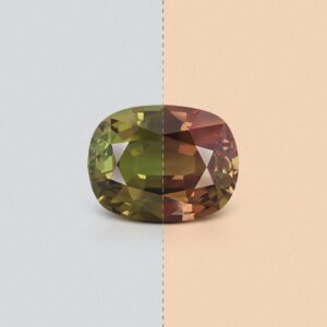 Greeny Color change alexandrite in cushion cut 8.07 carats, Sri Lanka